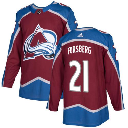 Adidas Men Colorado Avalanche #21 Peter Forsberg Burgundy Home Authentic Stitched NHL Jersey->colorado avalanche->NHL Jersey